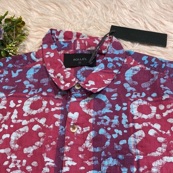 NWT ROLLA’S Men’s Bon Batik Geometric Button Down Shirt sz M - Picture 4 of 11